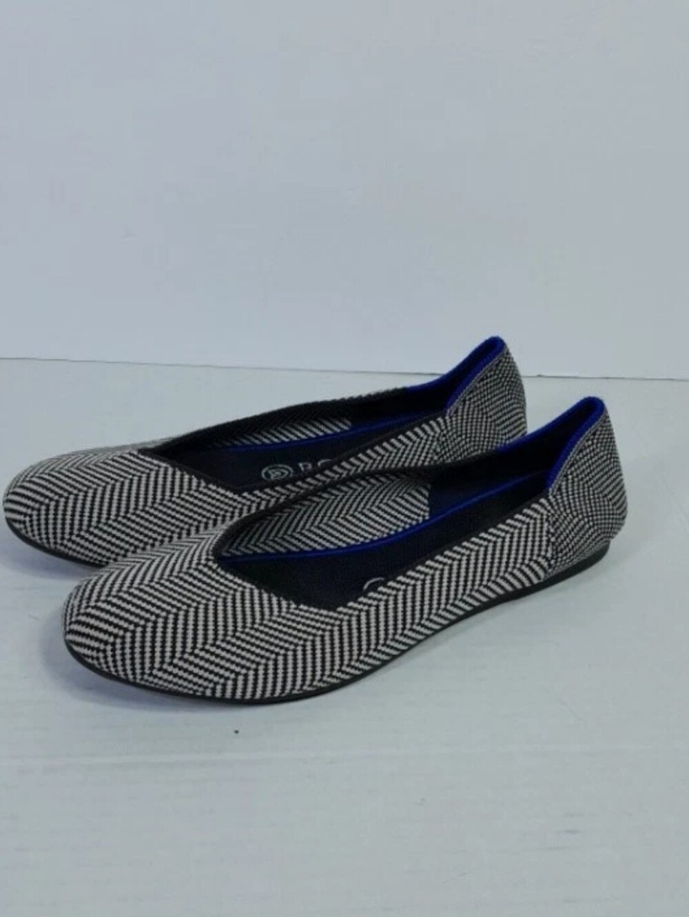 ROTHY's The Flat Round Toe Ballet Shoes Women Sz 8 Retired Herringbone Gray - Picture 2 of 9